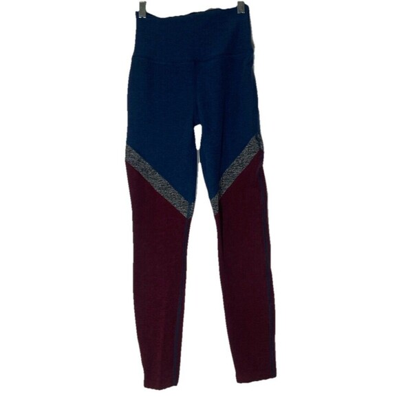 Beyond Yoga Leggings Womens Small Red Blue Colorblock Activewear Stretch - Picture 1 of 7